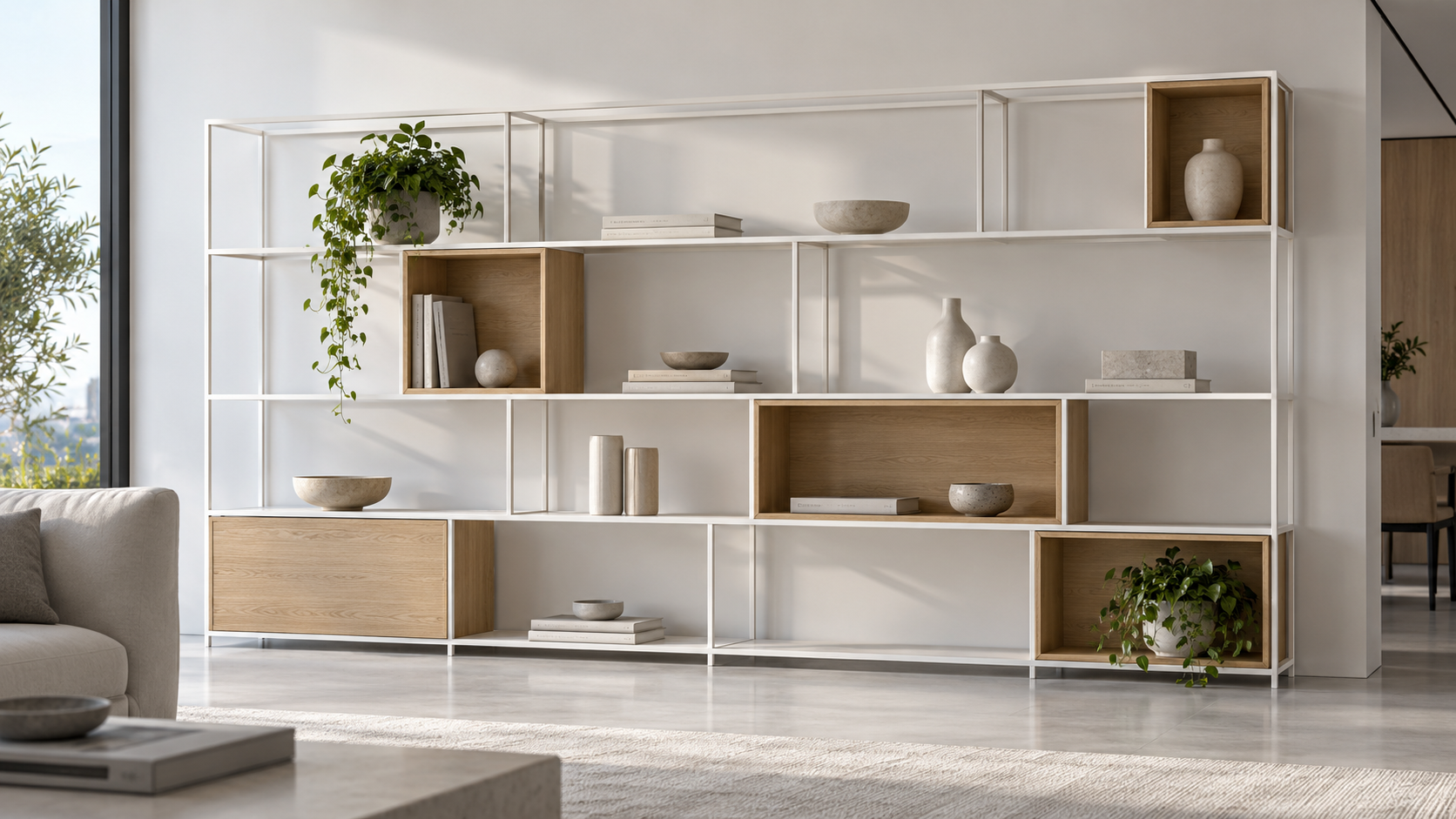 Estante modular em metalon branco