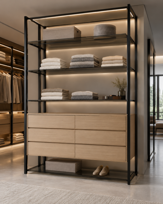 Closet com estrutura preparada para vidro